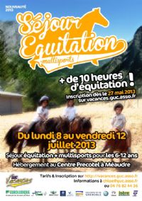 Séjour équitation et multisport. Du 8 au 12 juillet 2013 à Méaudre. Isere. 